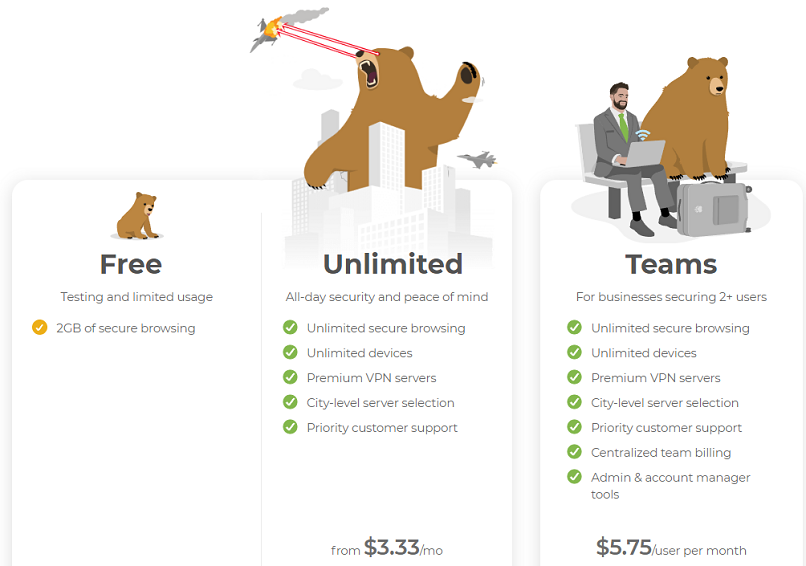 Screenshot of TunnelBear's Black Friday and Cyber Monday deal