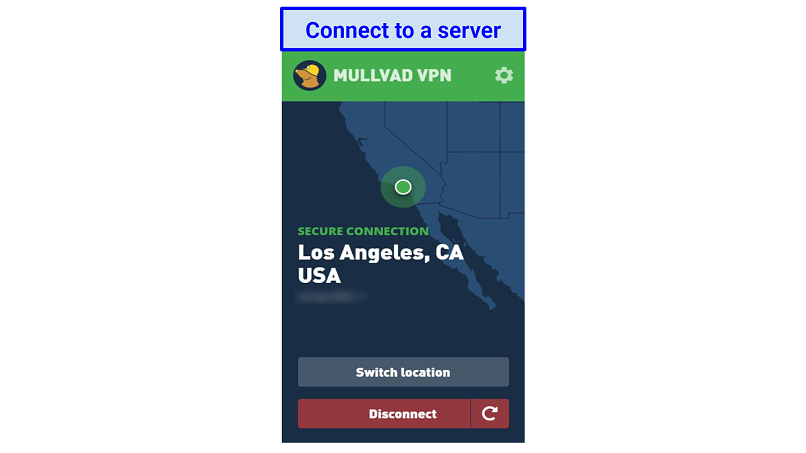 Graphic showing Mullvad server