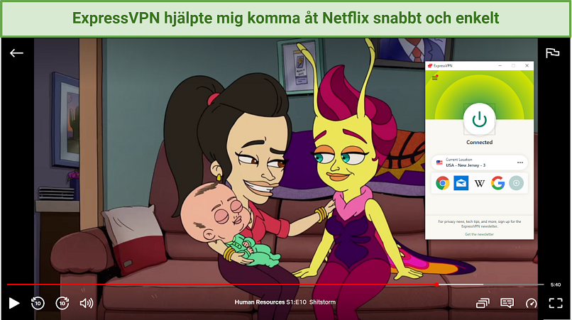 Skärmdump av Netflix-spelare avblockerad med ExpressVPN