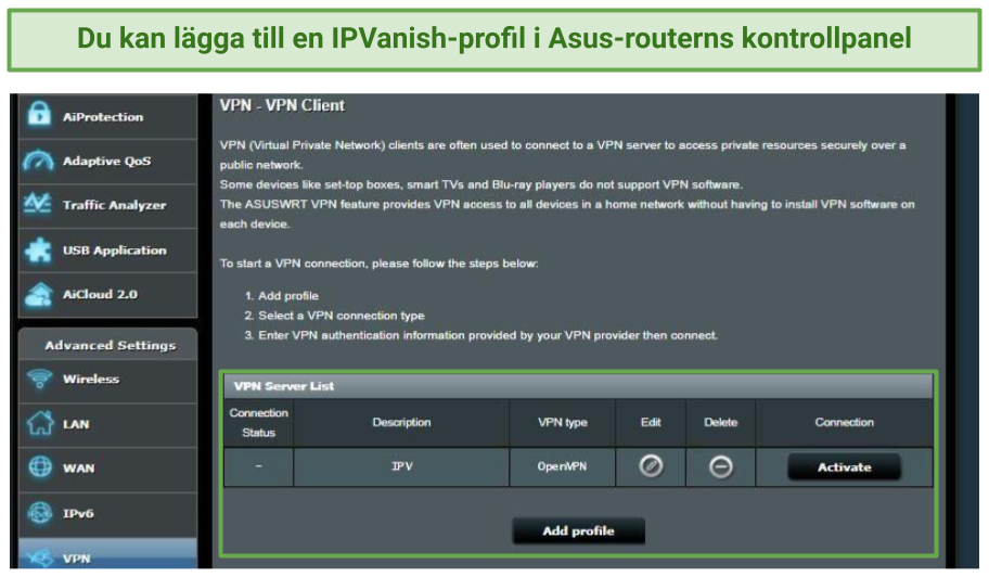 Screenshot of installing IPVanish on the Asus router