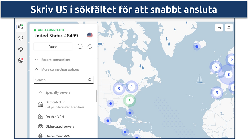  Screenshots of NordVPN's servers in the US