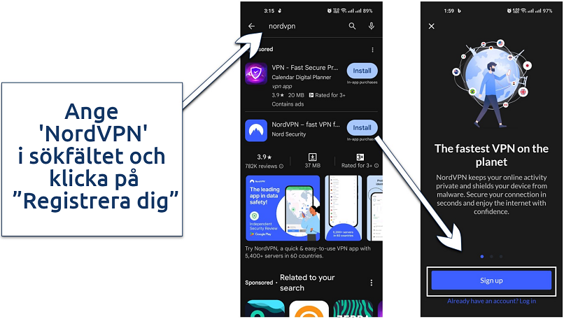 Image showing how to download and sign up for NordVPN