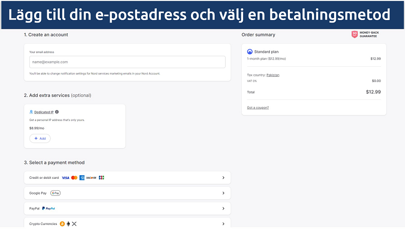 Image showing how to pay for a NordVPN subscription