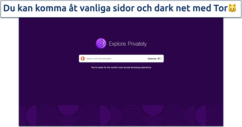Screenshot of the Tor Browser homepage
