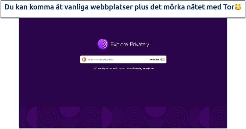 Screenshot of the Tor Browser homepage